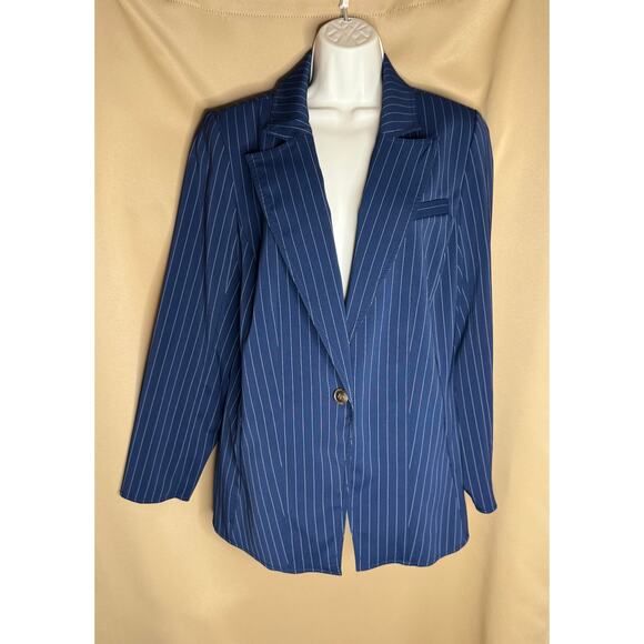 Jason Wu Eloquii Navy Pinstripe Blazer 14 - Picture 7 of 9